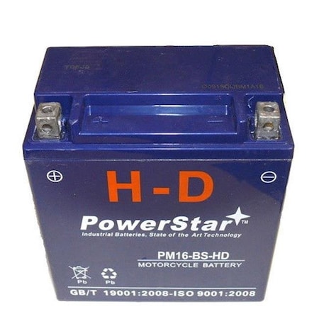 Powerstar PowerStar PM16-BS-HD-002 Motorcycle Battery Replacement for Kawasaki VN1700 1700CC YTX16-BS - 3 Years Warranty PM16-BS-HD-002